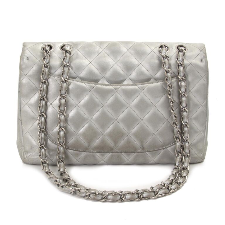 Chanel Classic Flap Clutch Quilted Jumbo Chain 231197 Silver Leather  Shoulder Bag, Chanel
