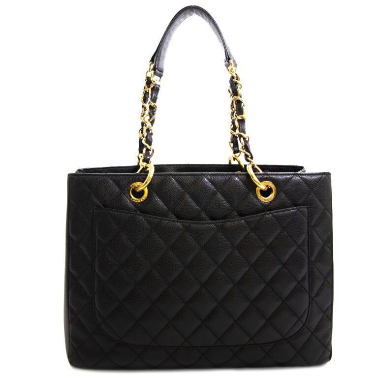 CHANEL, Bags, Exceptionalchanel Caviar Leather Gst Silver Chain Classic Grand  Shopping Tote