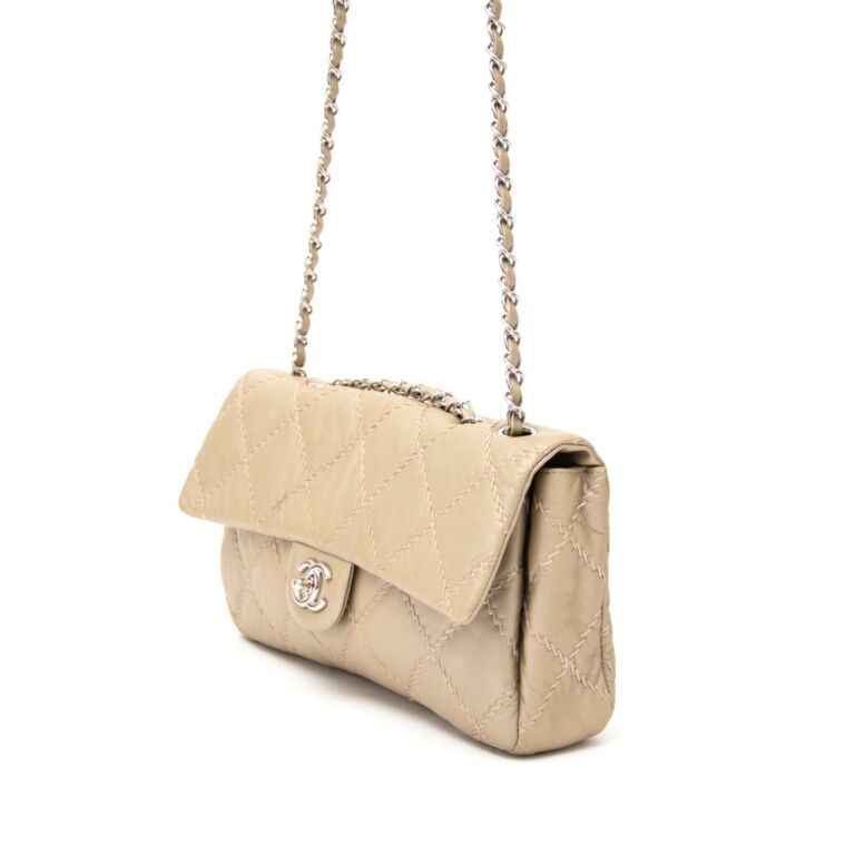 Chanel - East West Flap Bag - Serial Card, dustbag and Authenticated -  8.5/10 condition- lamb skin with gold hardware - $4800