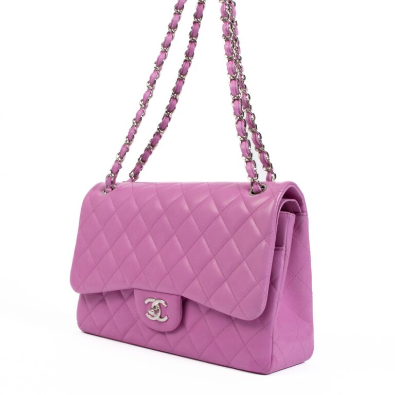 Chanel Pink Lambskin Large Classic Flap Bag ○ Labellov ○ Buy and