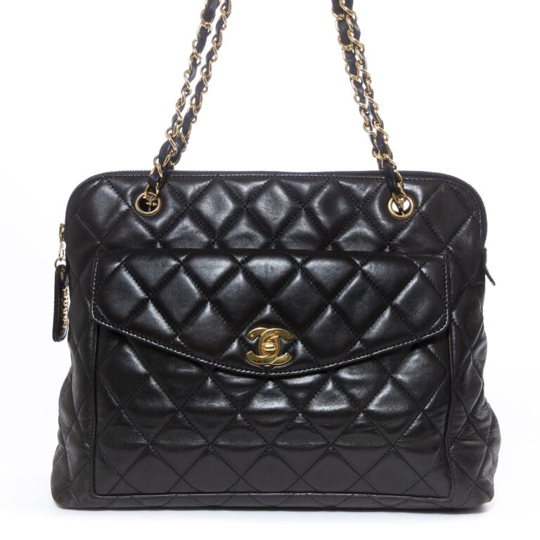 What Goes Around Comes Around Chanel Black Bowling Bag, Medium | Women