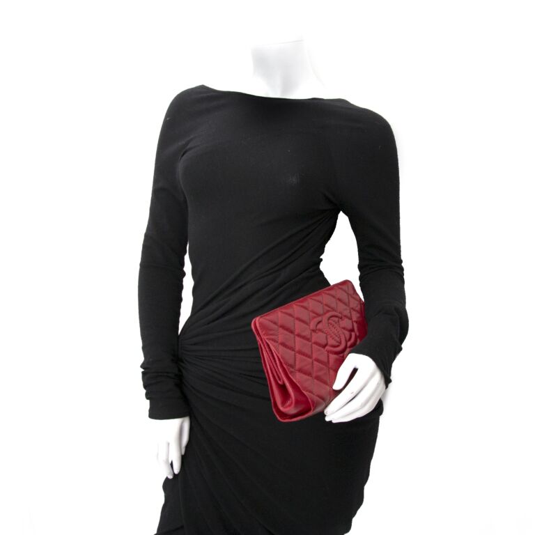 Chanel Red Caviar Quilted Clutch Bag Labellov Buy and Sell
