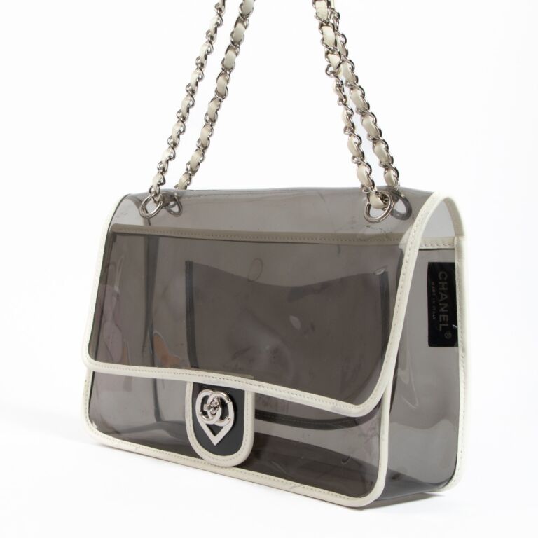 Chanel Heart CC Vinyl Transparent Classic Flap Bag ○ Labellov