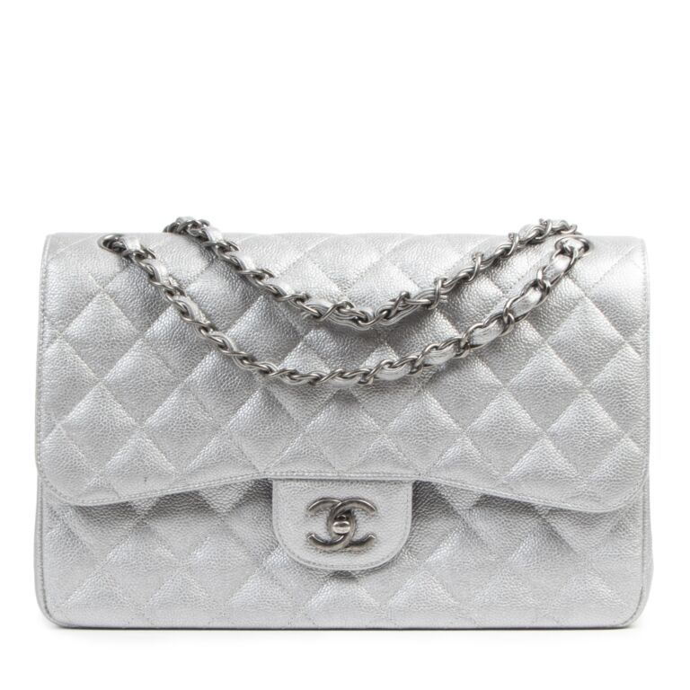 Chanel Silver Jumbo Classic Flap Bag ○ Labellov ○ Buy and Sell
