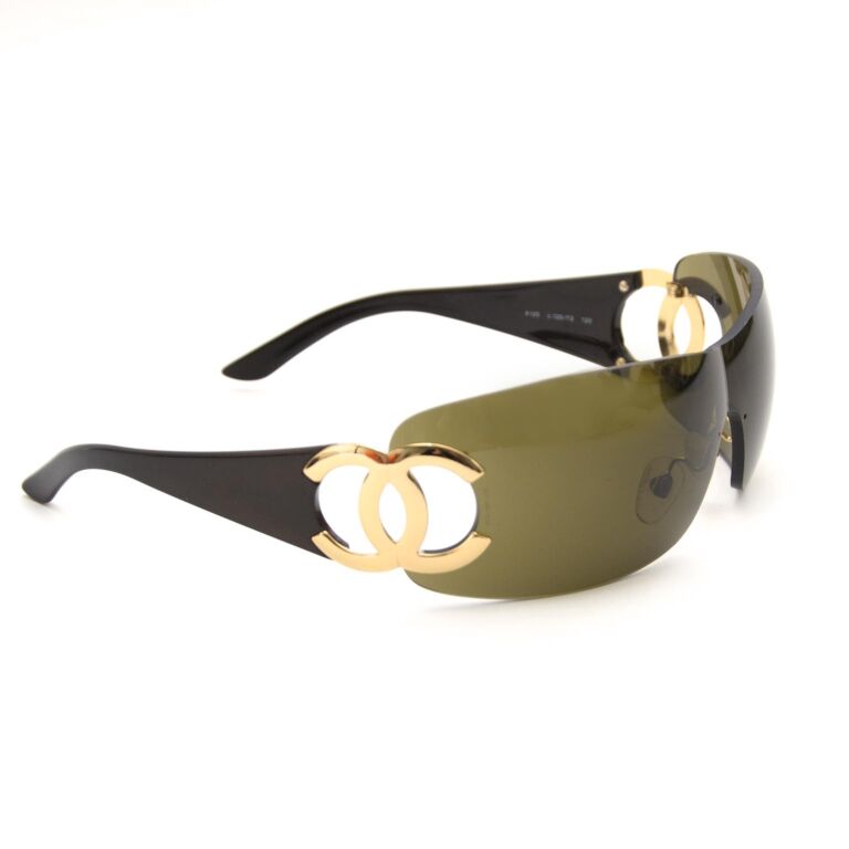 Chanel Black 4119 Rimless Shield Cc Logo Sunglasses ○ Labellov