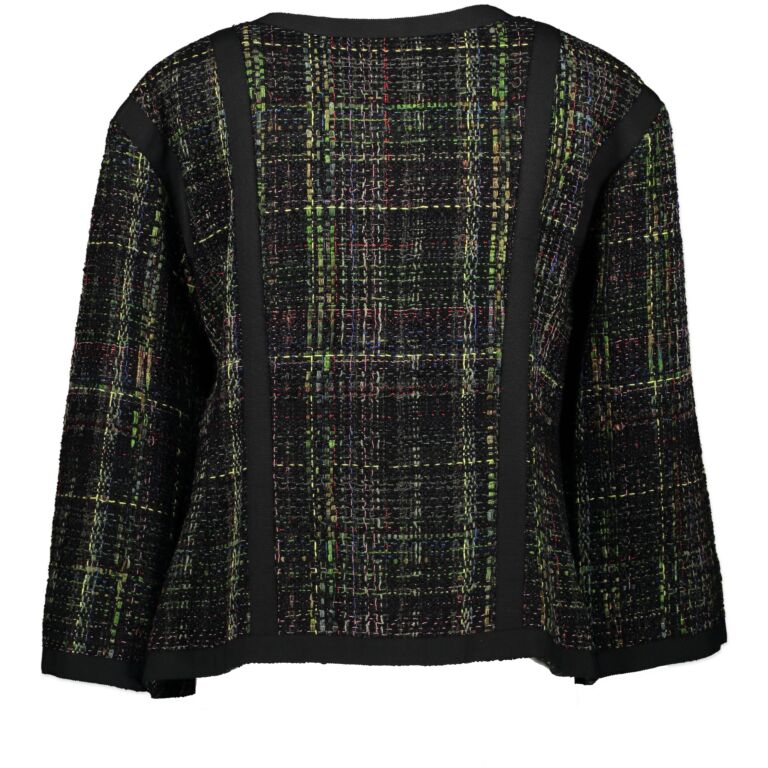 CHANEL ウールツイード シャツジャケット 46 黒 青緑 Chanel Black Green Tweed Jacket - Size FR 46 ○ Labellov ○ Buy