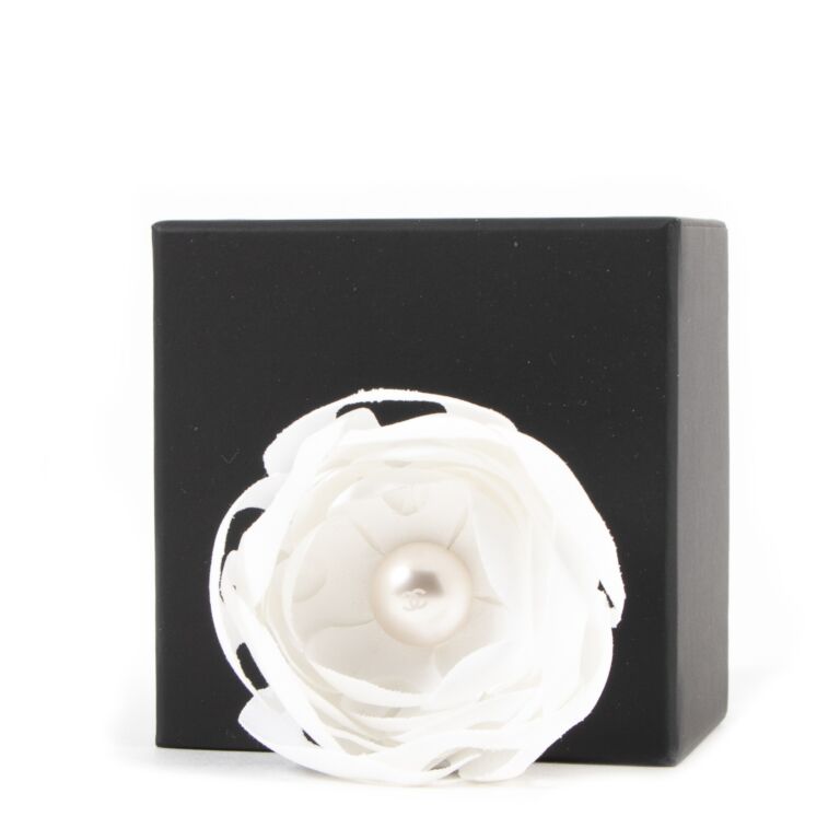Chanel Vintage White Silk Flower Pin Brooch Camelia Camellia at 1stDibs