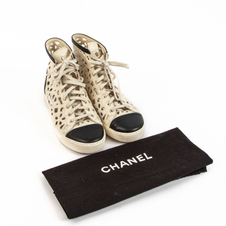 Chanel Summer 2014 Two Tone Camellia Cut Out High Top
