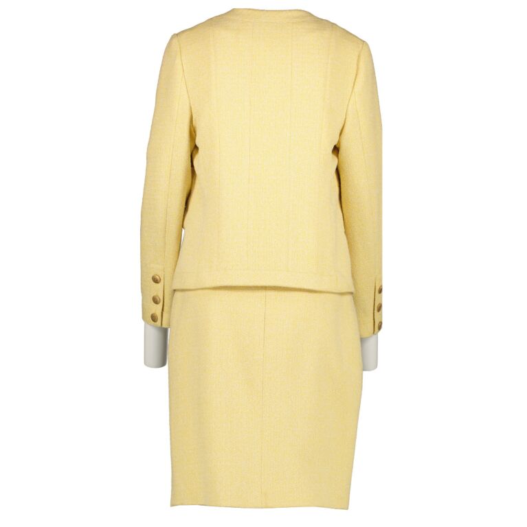 Yellow tweed skirt suit outlet