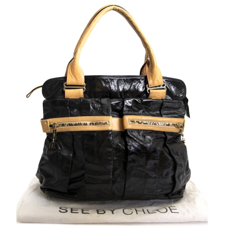 See By Chlo Black Patent Leather Tote Bag Labellov Buy and