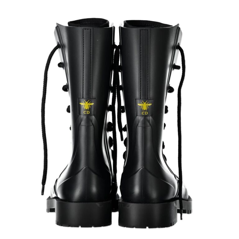 Dior Camp Black Rubber Ankle Boots Size 39 Labellov Buy and Sell Authentic Luxury