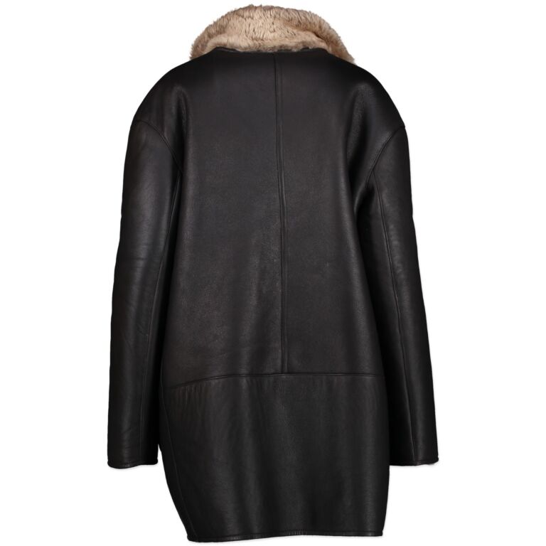Marni Black Lamb Leather Reversible Shearling Coat size FR40