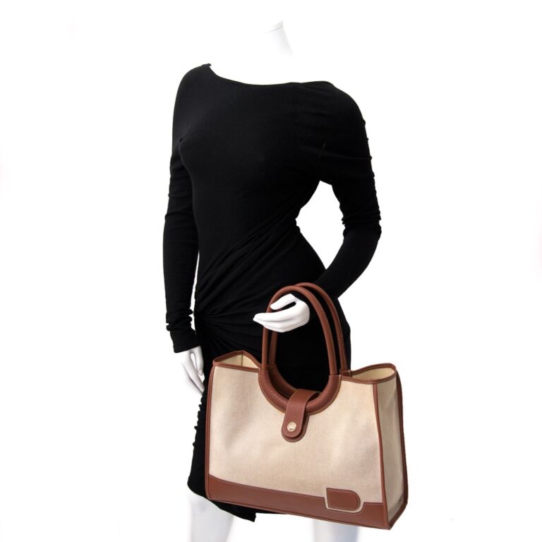 Delvaux Cognac Canvas Astrid Top Handle Bag ○ Labellov ○ Buy and
