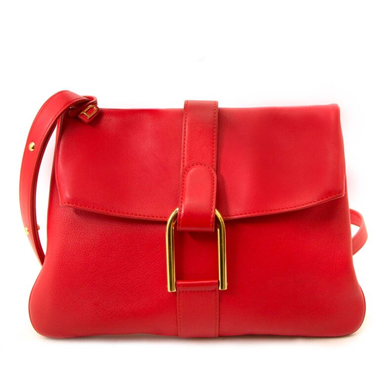 Delvaux Givry Red Leather Shoulder Bag Labellov Buy and Sell Authentic ...