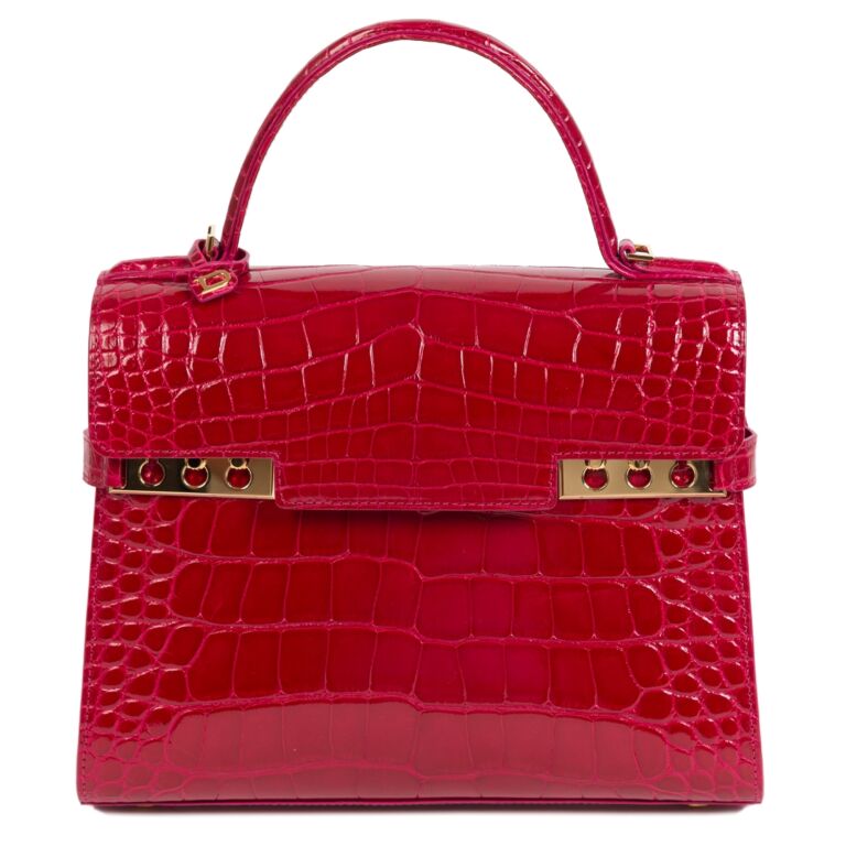 Delvaux Tempete MM Alligator Framboise Labellov Buy and Sell Authentic Luxury