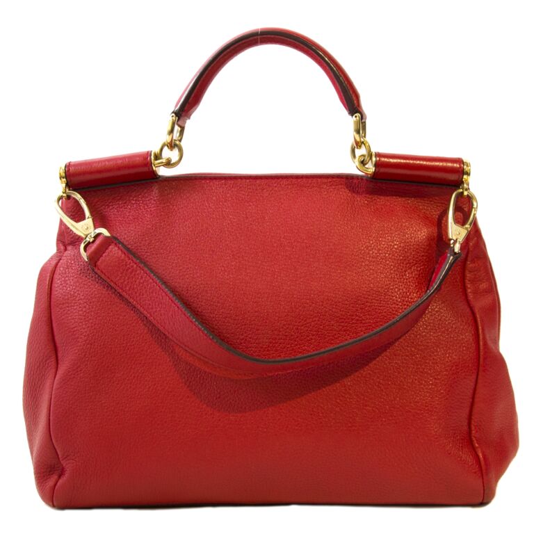 Dolce Gabbana Red Leather Soft Miss Sicily Bag Labellov Buy and Sell Authentic Luxury