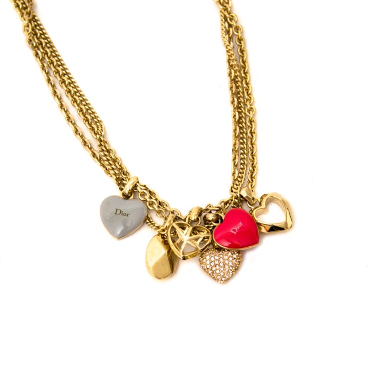 【Dior】Heart charm multi-chain necklace Dior Heart Charms Necklace ○ Labellov ○ Buy and Sell