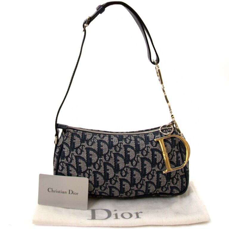 Christian Dior Monogram Shoulder Bag Pochette Navy