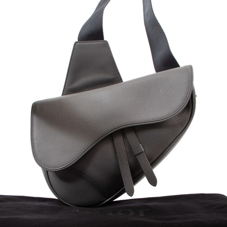 Dior Mens Saddle Bag in Black Grained Calfskin