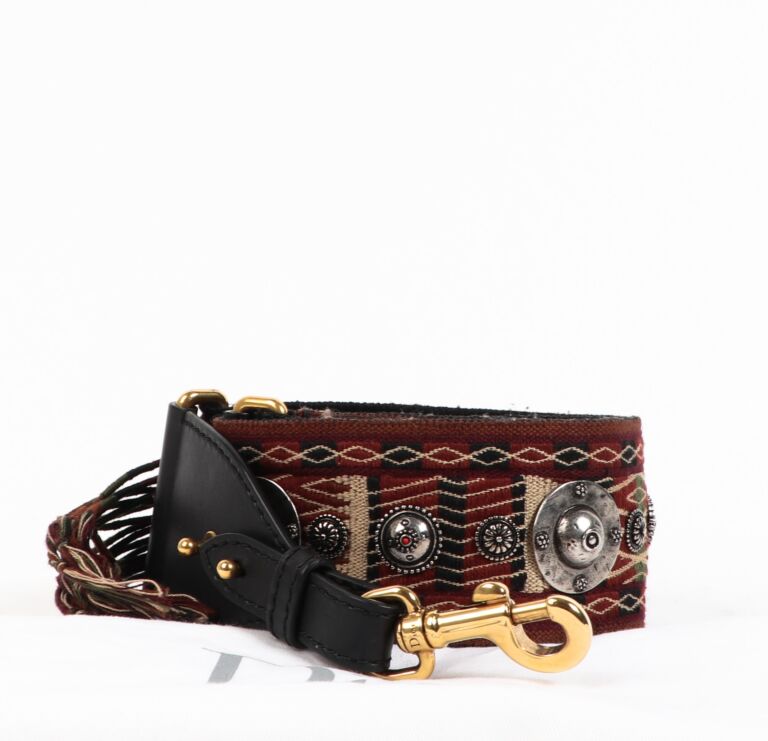 Christian Dior Burgundy Embroidered Studded Fringe Shoulder Strap Labellov Buy and Sell Authentic Luxury