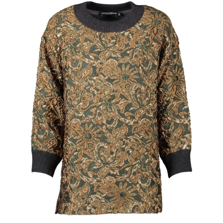 Green and gold sweater top
