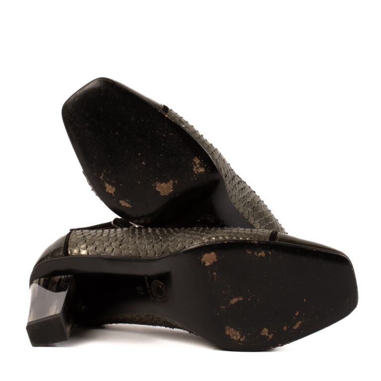 Dries Van Noten Python T-strap Pumps - Size 37 ○ Labellov