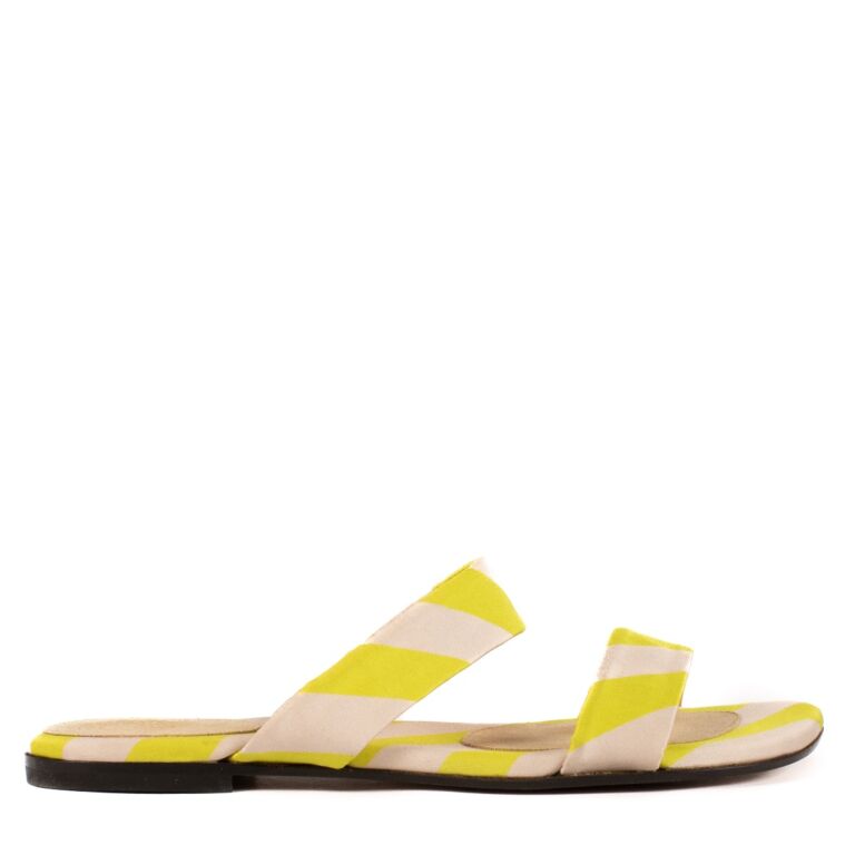 Dries Van Noten Green & Pink Striped Sandals - size 37