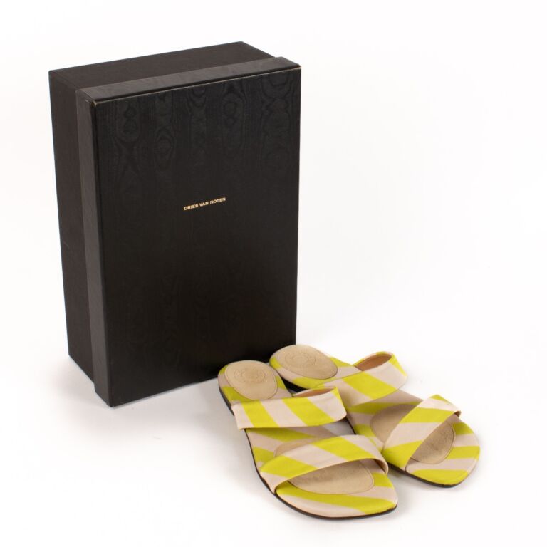 Dries Van Noten Green & Pink Striped Sandals - size 37