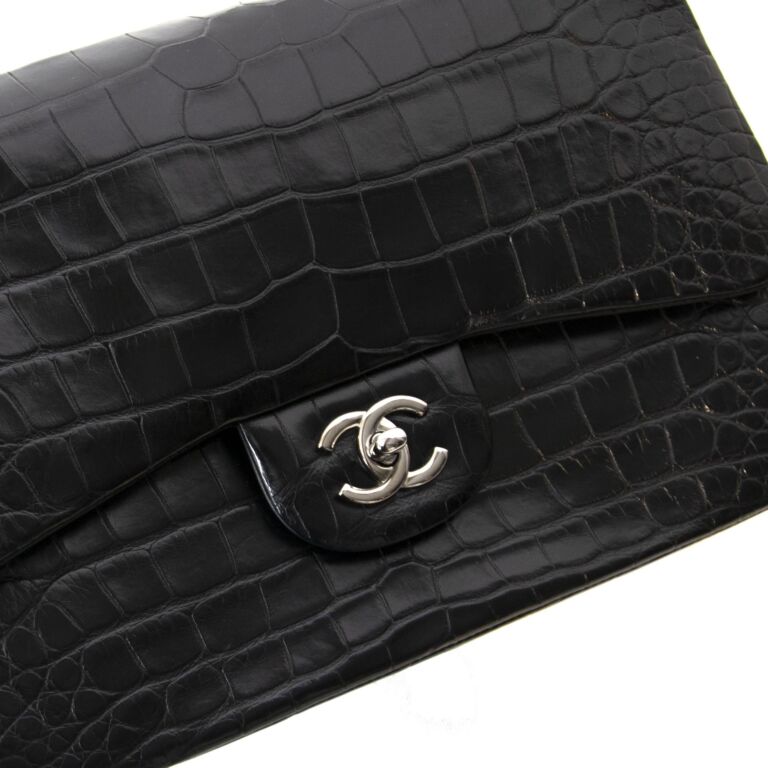 Chanel Black CC Alligator Classic Double Flap Medium Bag – The Closet