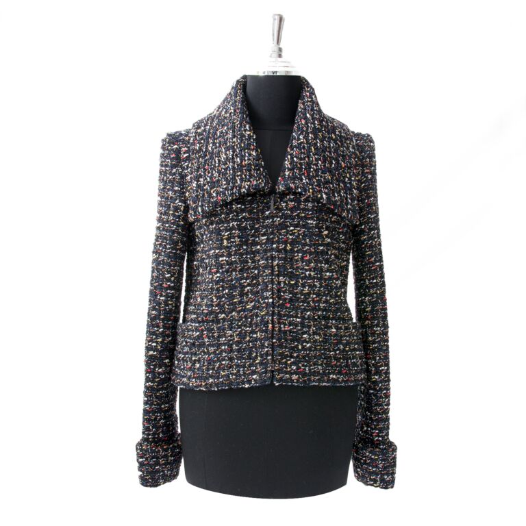 Chanel Tweed Boucle Zipper Jacket Labellov Buy and Sell Authentic Luxury