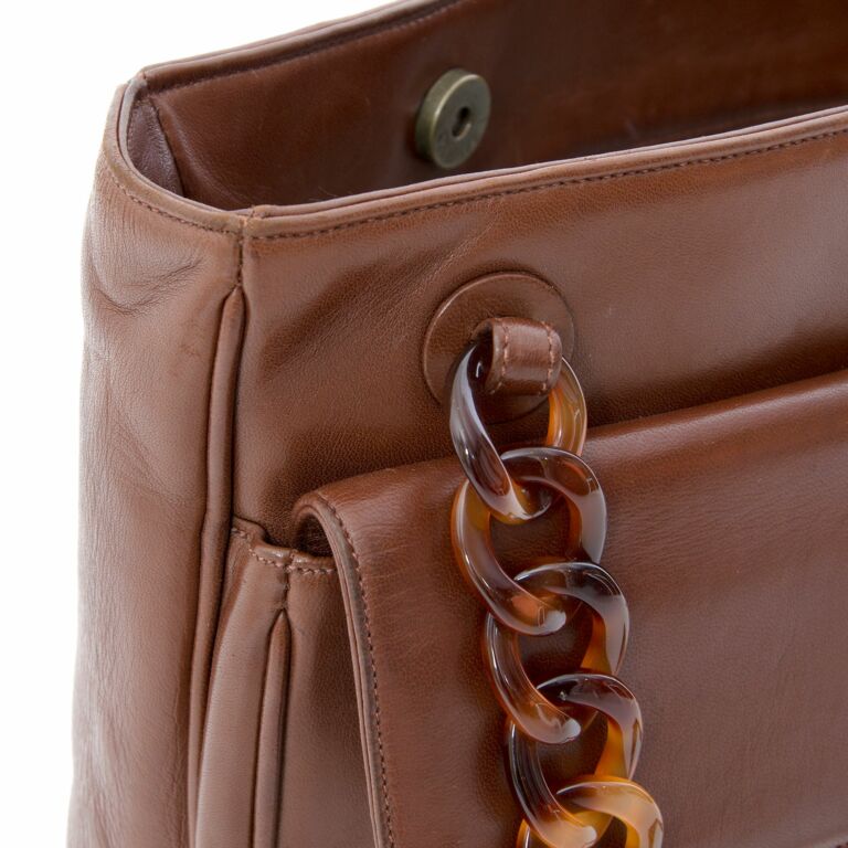 Chanel Lambskin Tortoise Chain Tote - Brown Shoulder Bags, Handbags -  CHA816521