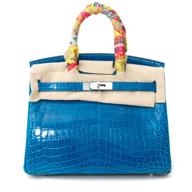 Hermes Blue Izmir Turquoise Porosus Crocodile Birkin 30 Bag