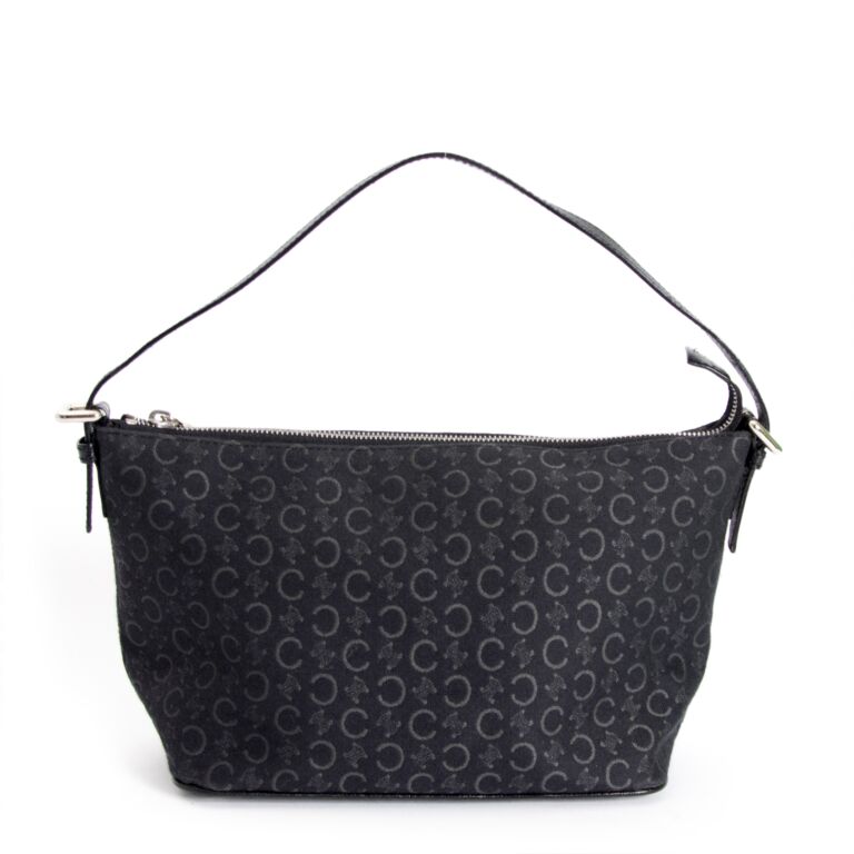 Black fabric shoulder bag sales