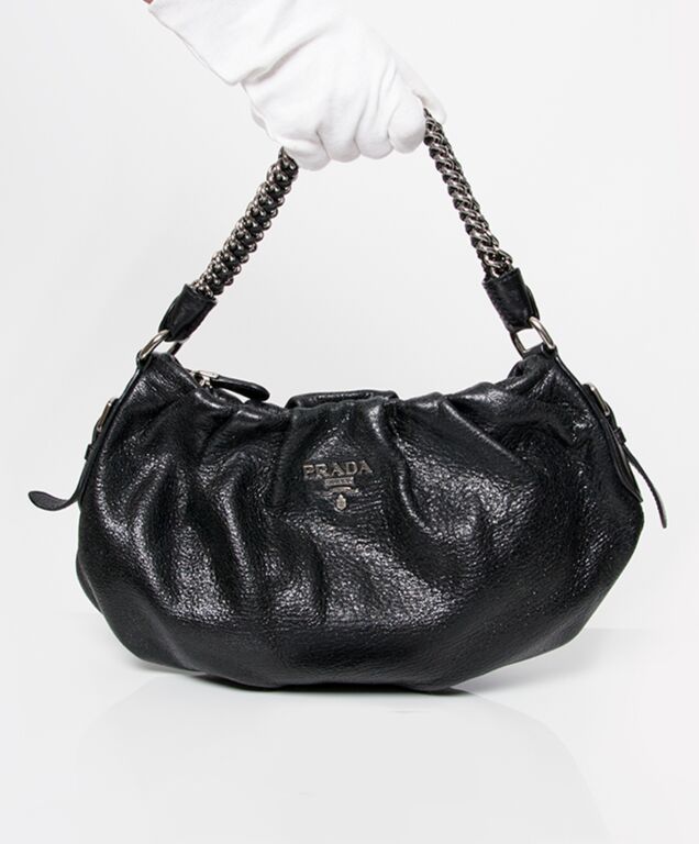 Prada Pleated Cervo Lux Shoulder Bag Labellov Buy and Sell