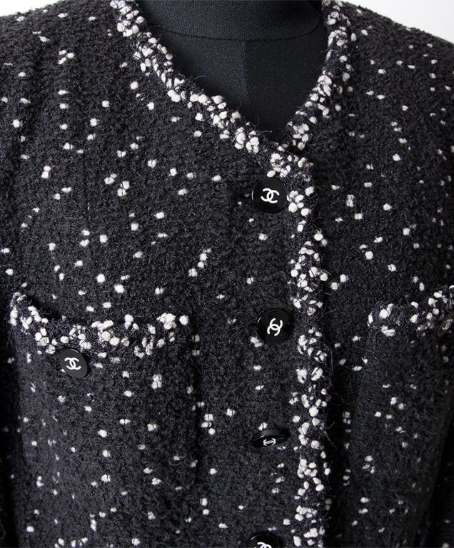 Chanel Black Dotted Tweed Jacket ○ Labellov ○ Buy and Sell Authentic Luxury