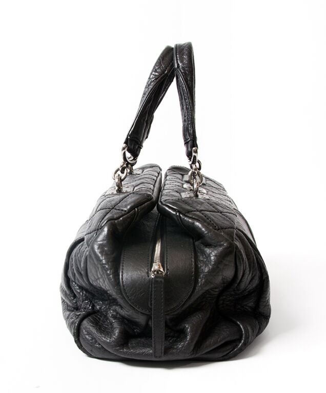 CHANEL CC Calfskin Leather Ring Chain Satchel Bag Black - 10% Off