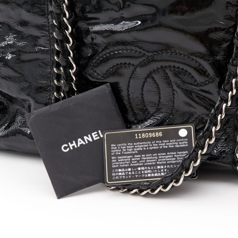 Chanel Black Leather Vinyl 3 CC Tote