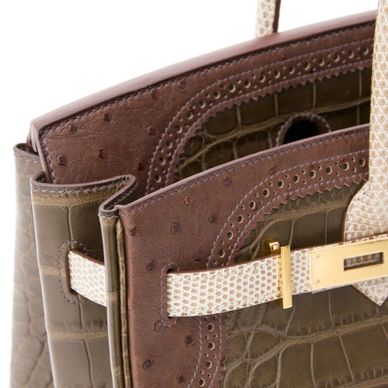 Hermès Birkin Ghillies 35 Tri-Color Bag - Alligator, Ostrich & Lizard