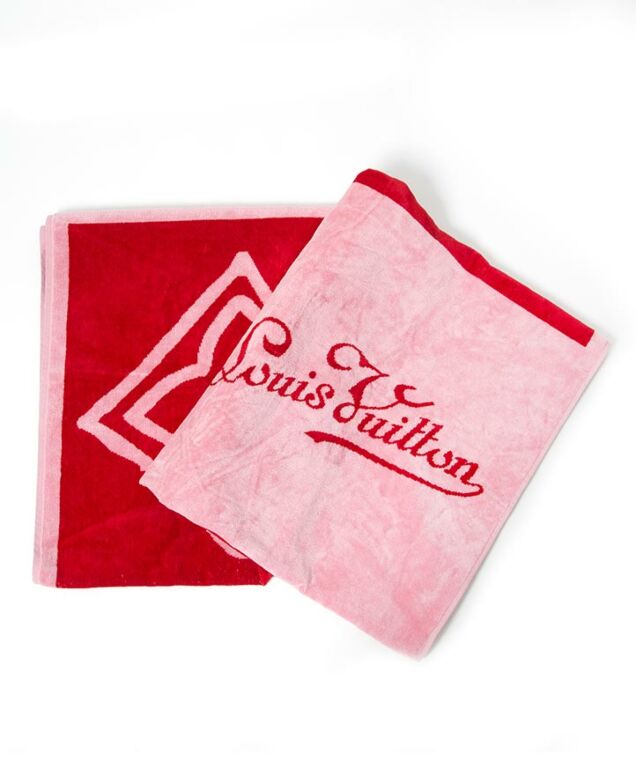 Louis Vuitton Beach Bath Towel Red Pink Drap De Bain Monogram