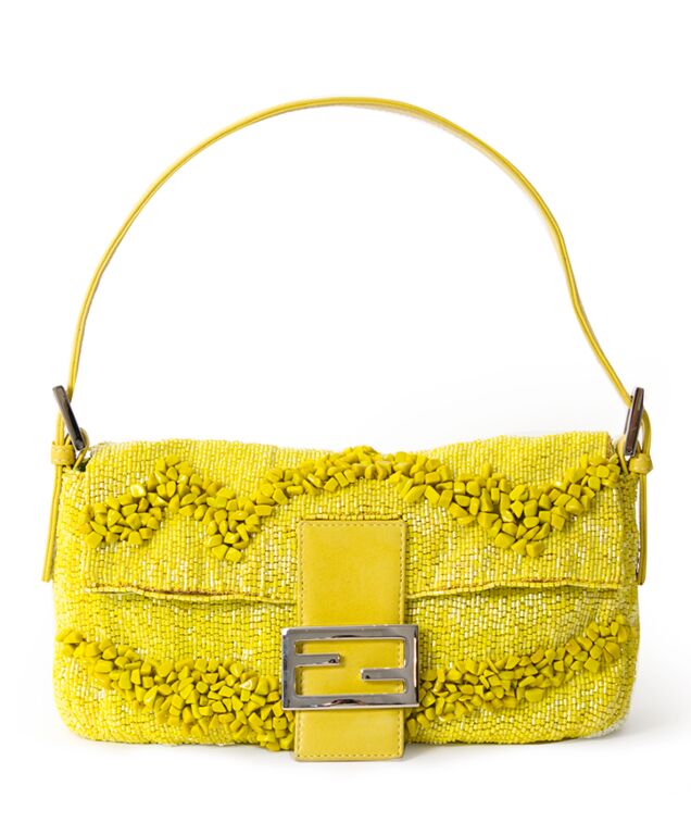 Fendi Baguette 'Gialla' Yellow Beaded Purse Labellov Buy and Sell ...