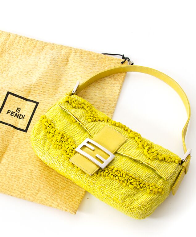 Baguette cloth handbag Fendi Yellow in Cloth - 34535266