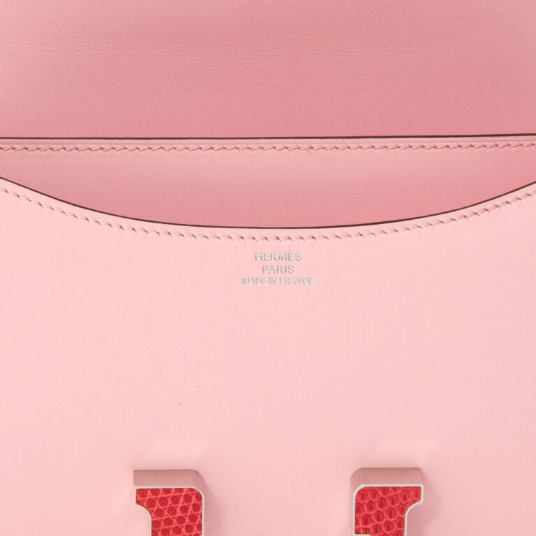 Brand New Hermès Mini Constance Rose Sakura Tadelakt/ Lezard