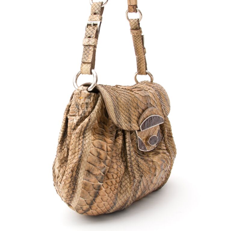 PRADA python leather compact wallet PRADA python leather compact