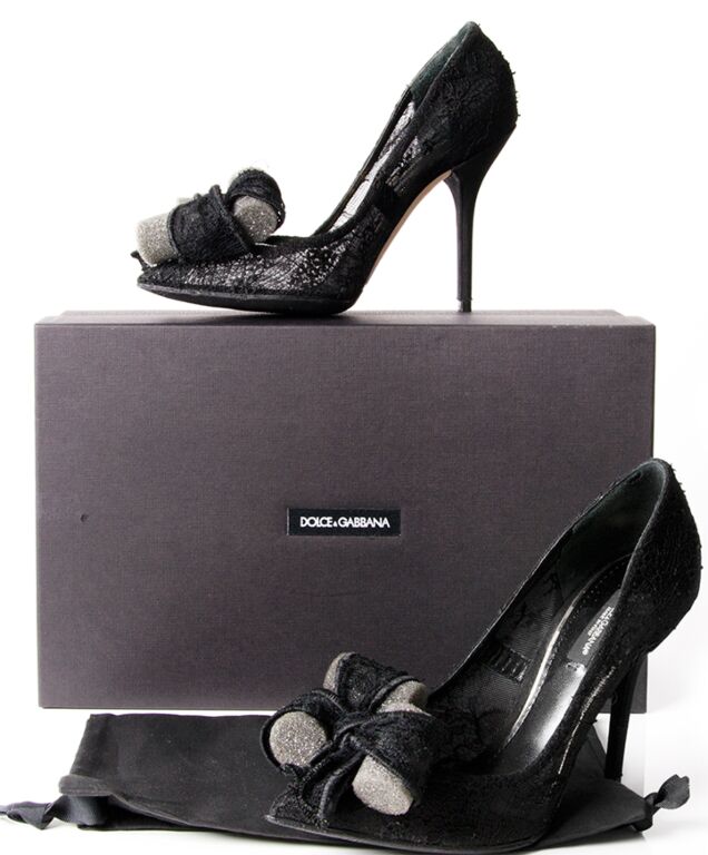 パンプス Dolce&Gabbana Black Satin Pumps With Bow Dolce & Gabbana - Bow-embellished Satin Pumps - Black - IT39