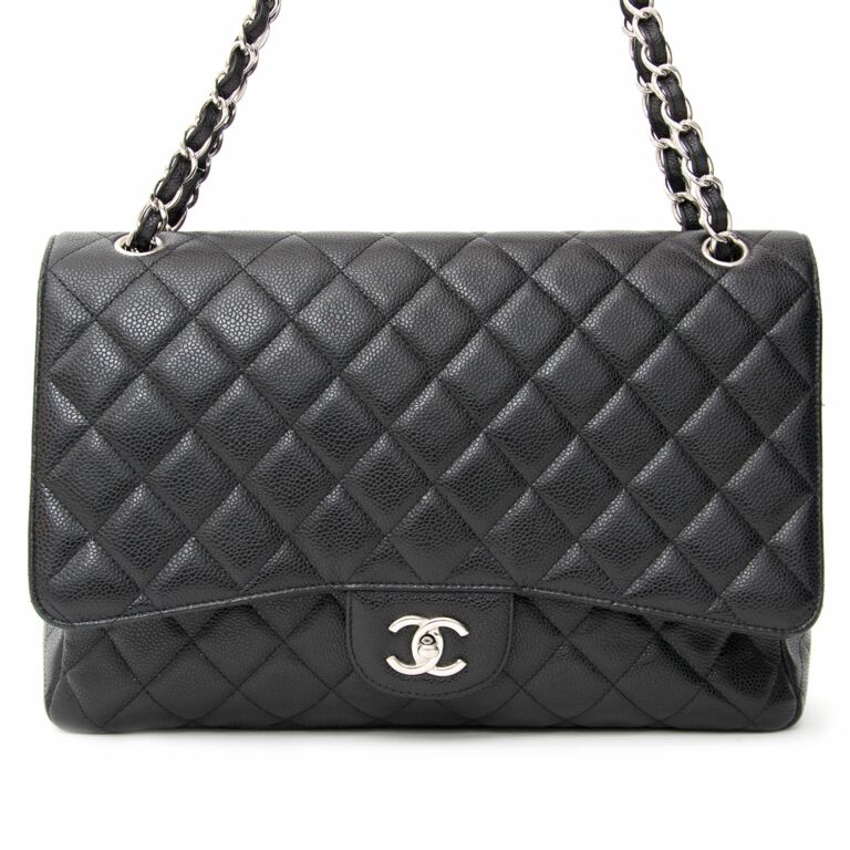 Black Chanel Maxi Classic Caviar Double Flap Shoulder Bag