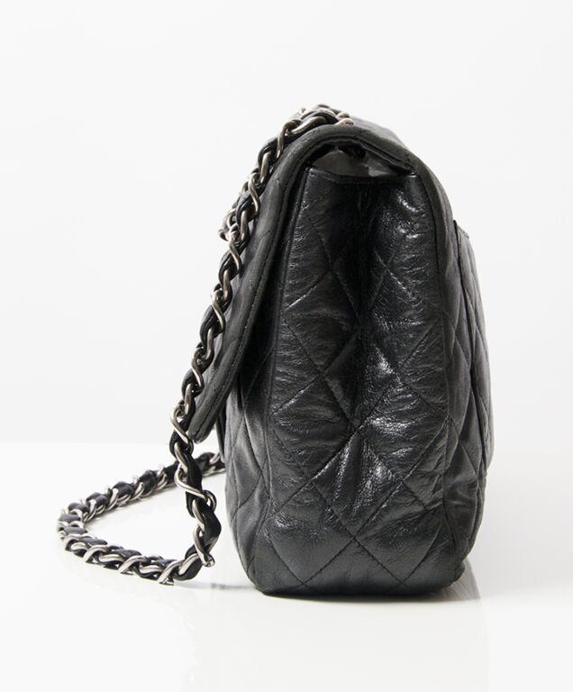 CHANEL 2.55 Double Flap Medium Chain Shoulder Bag Black