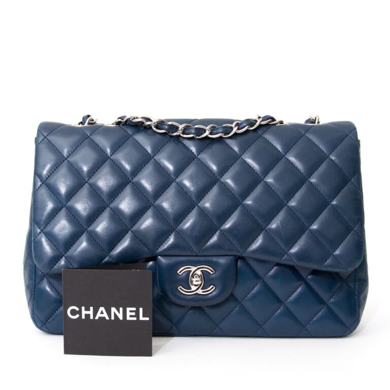 Chanel Blue Classic Jersey Jumbo Single Flap Bag Cotton ref.1035474 - Joli  Closet