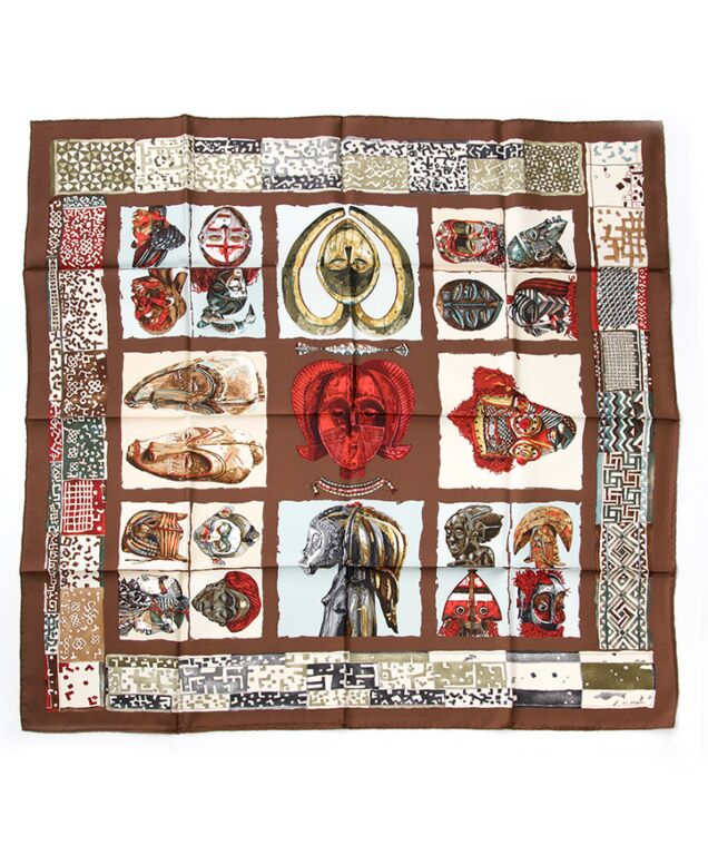 AUTHENTIC HERMES PERSONA SILK SCARF ARTIST SIGNED LOIC