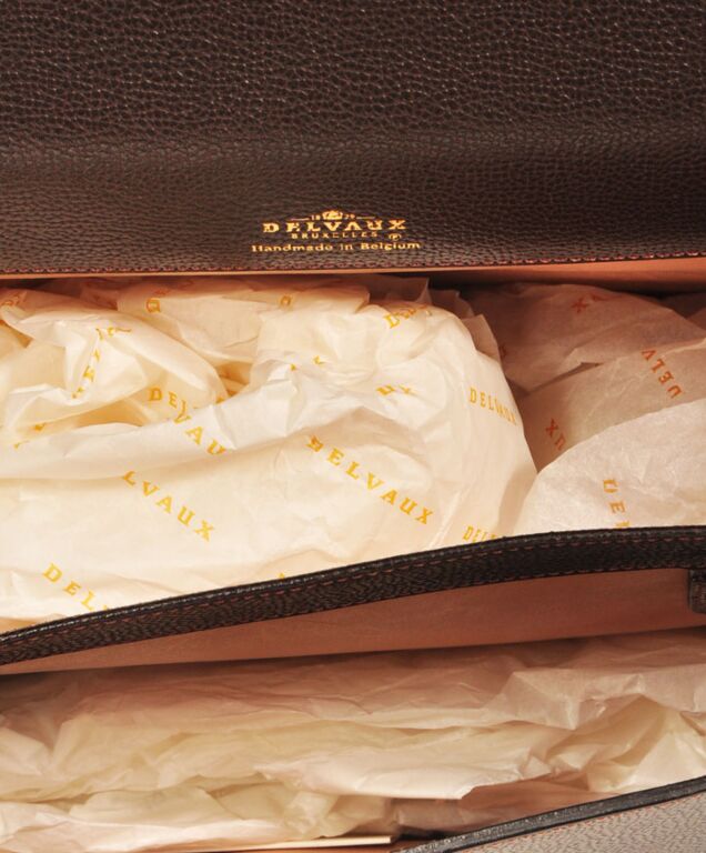 Shop DELVAUX Brillant Plain Leather Elegant Style Occasion Bag