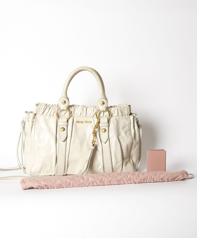 Miu Miu Vitello Lux Cream Handbag ○ Labellov ○ Buy and
